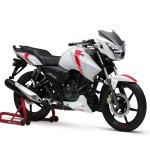 TVS Apache RTR 160 2V White Race Edition press front angle